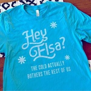 FROZEN HEY ELSA Bella Canvas Light Blue Tee Shirt unisex Medium M